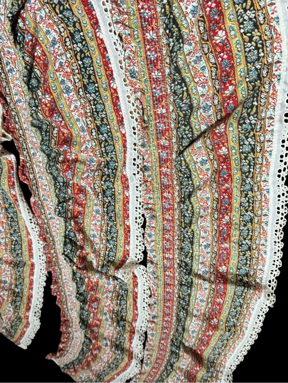 Lot of cottage granny core ruffled floral curtain panels and valances